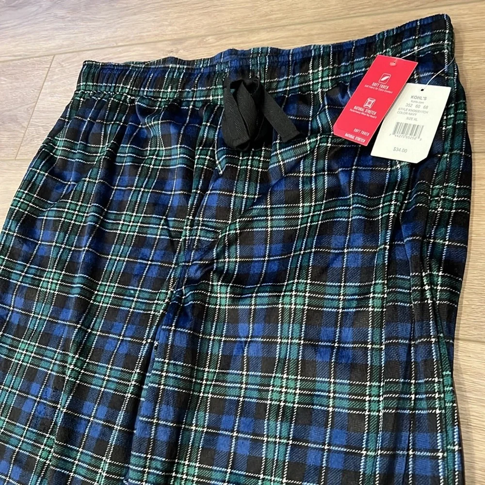 NWT Chaps Sleepwear Navy and Green Plaid Super Soft Pajama Bottoms XL